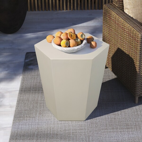 UPHA Outdoor 24inch Concrete Accent Side Table，Coffee Table