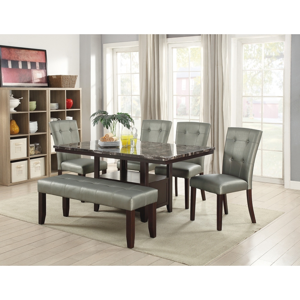 Wooden Dining Table with Storage in Brown