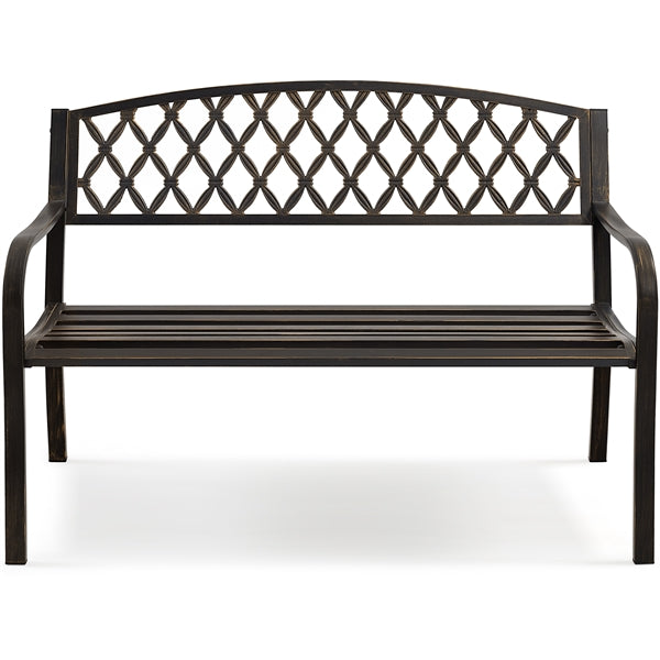 Yaheetech Outdoor Garden Bench with Mesh Back Slatted Seat for Yard, Bronze