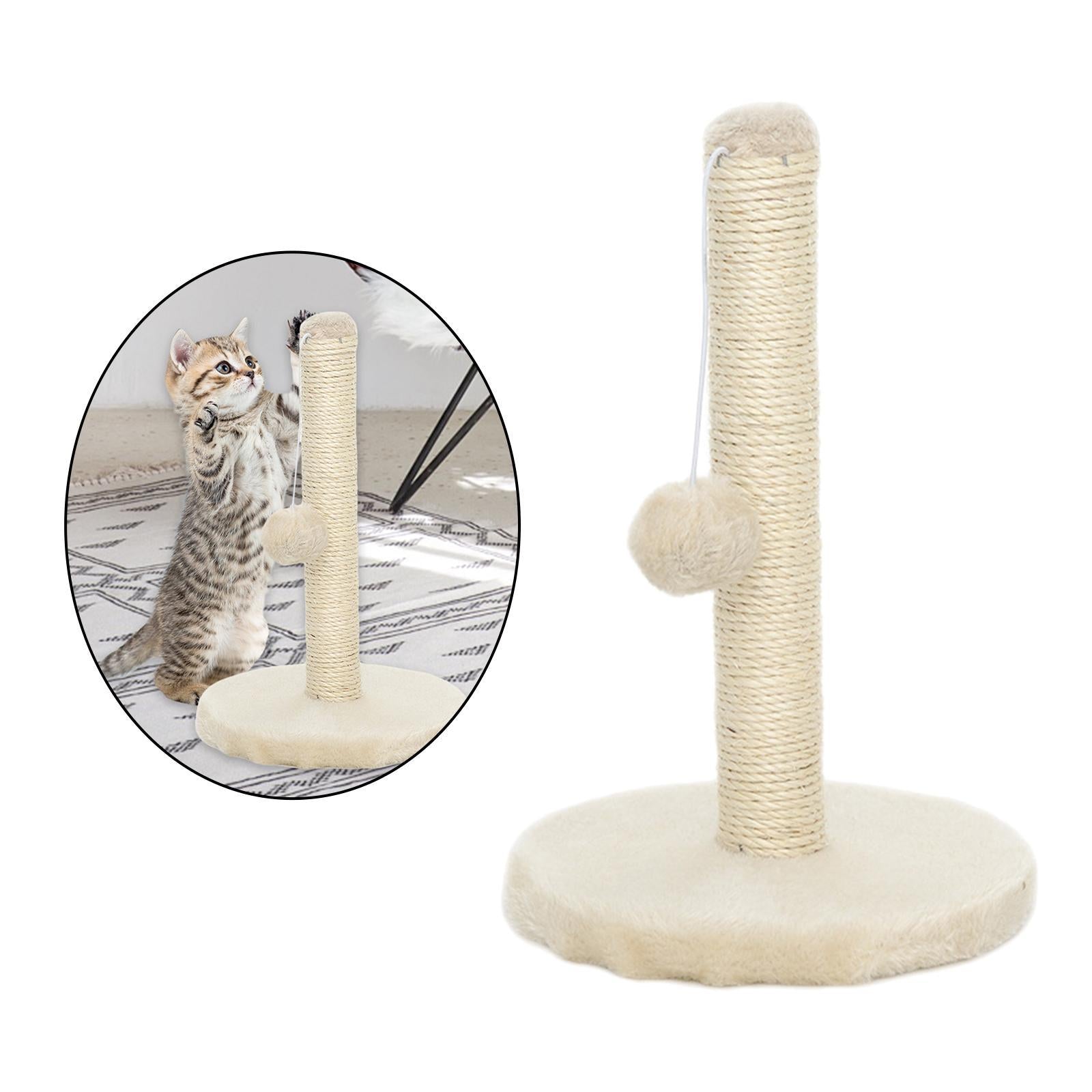 30cm Tall Stable Cat post for scratching， Cat Scratcher ， Round Base Kitten Pets Scratch Poles - Beige