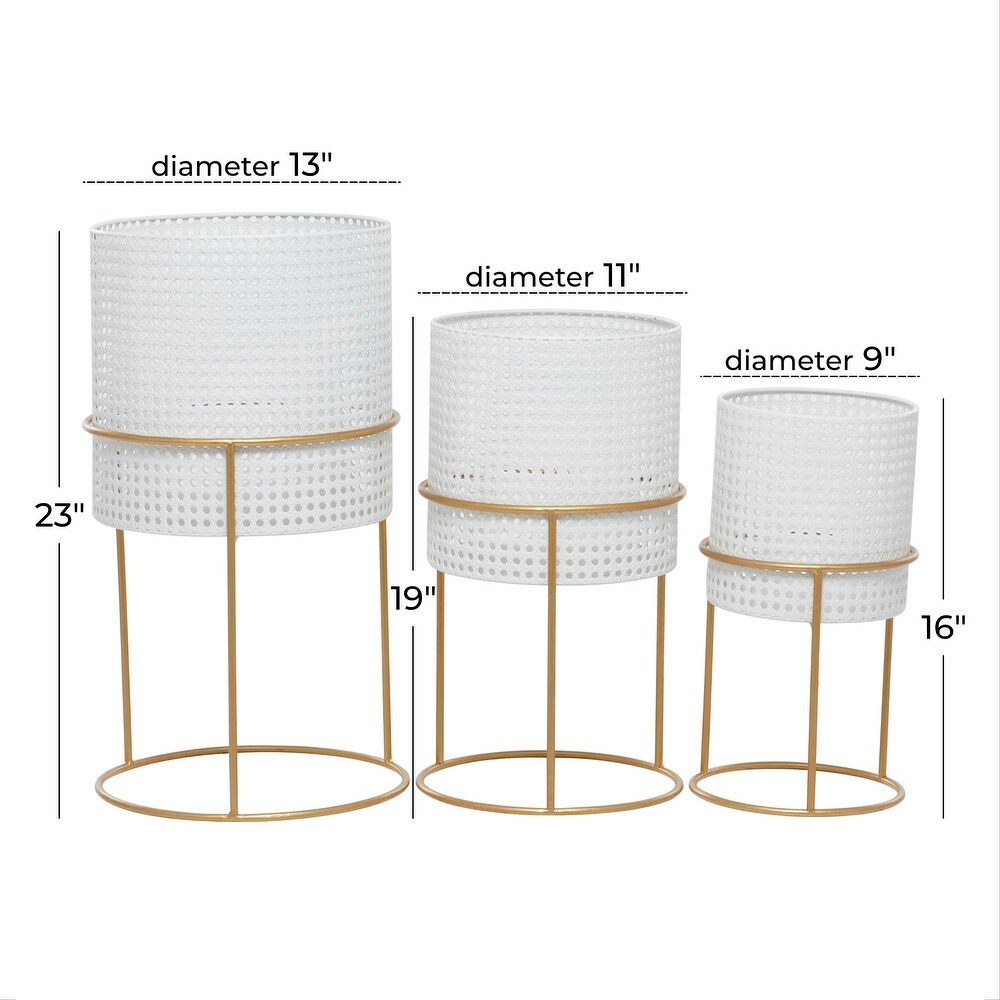 White Black or Gold Basket Style Glam Modern Planter Stands (Set of 3)   S/3 23\