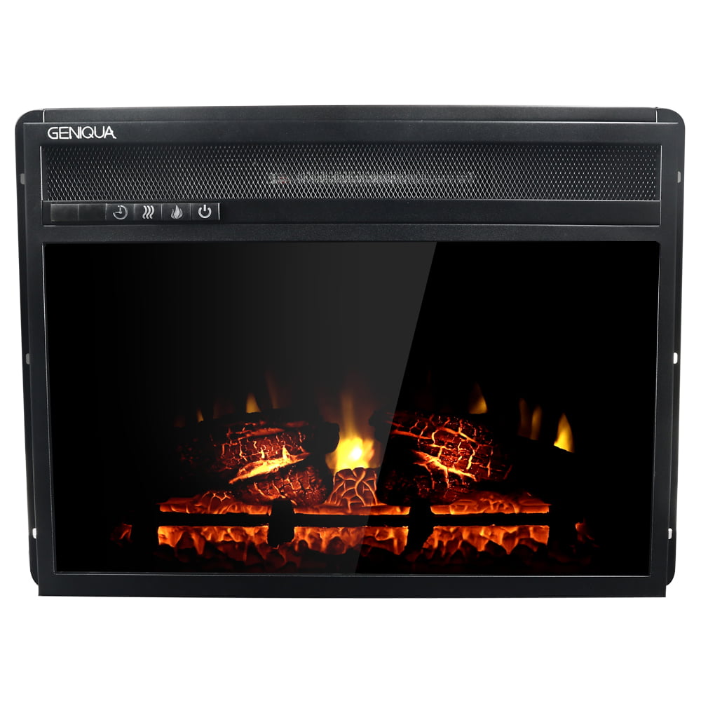 Geniqua 24" Wall Insert 1400W Electric Fireplace Heat w/Remote LED Flame Timer Heater