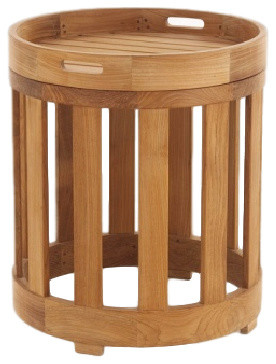 Kafelonia 18 quotSide Table With Removable Tray   Craftsman   Outdoor Side Tables   by Westminster Teak  Houzz