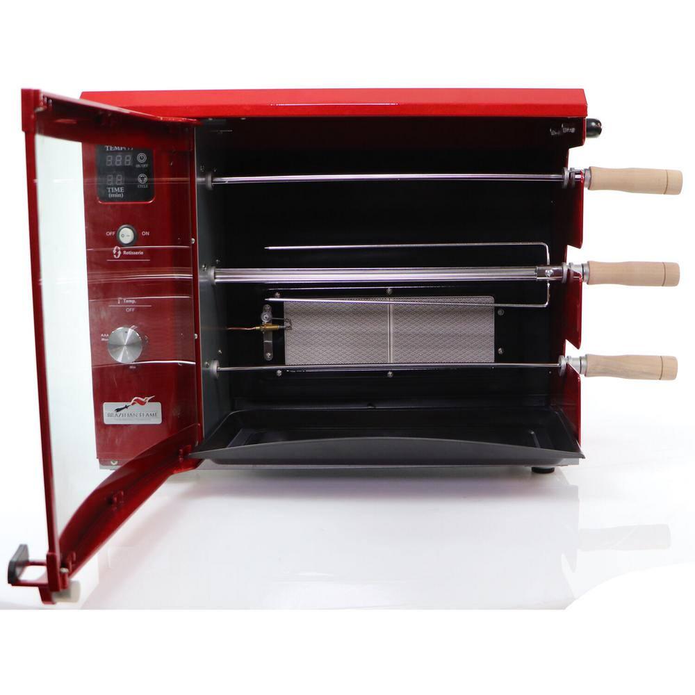 BRAZILIAN FLAME Portable Propane Gas Rotisserie Grill in Red