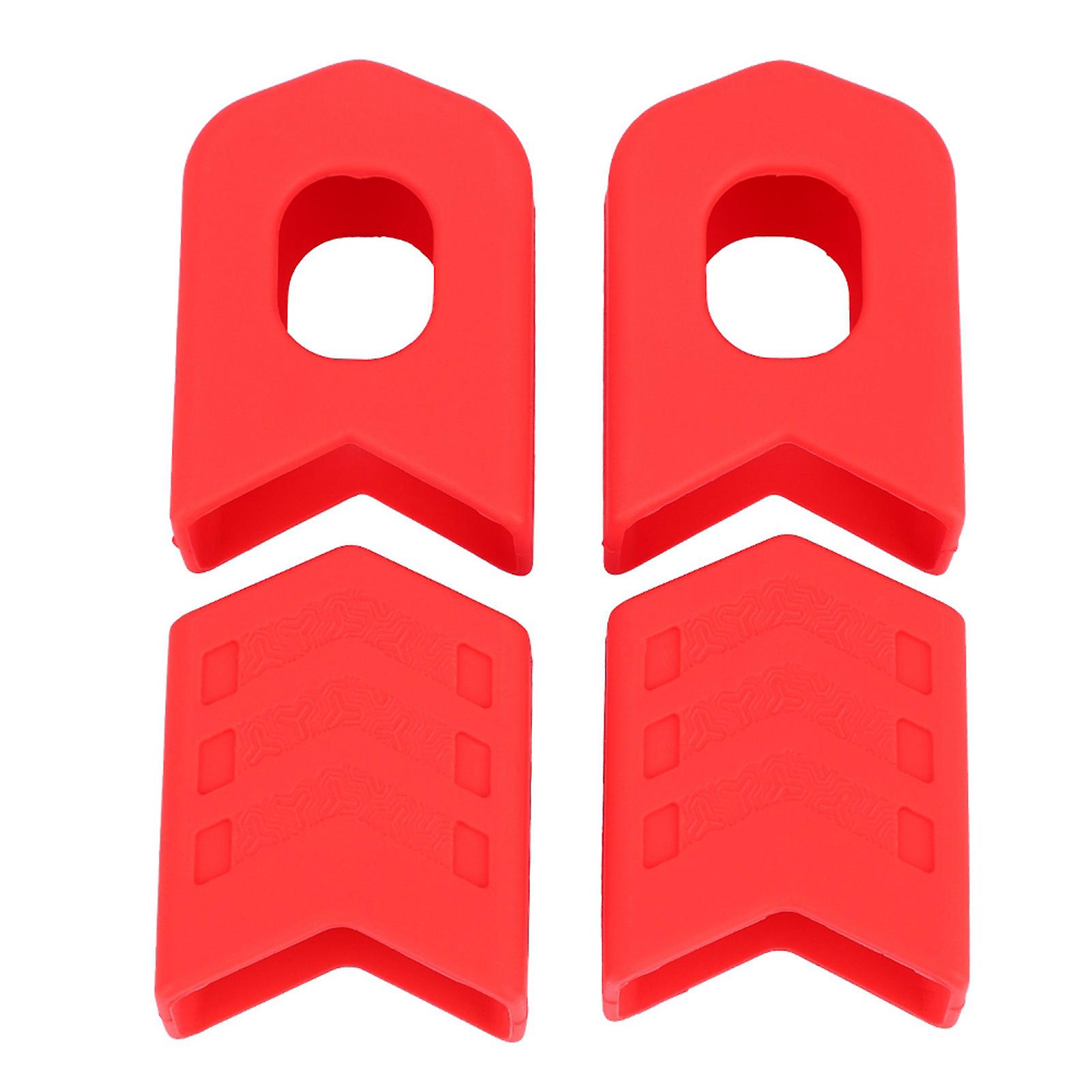 1 Piar Silicone Bicycle Crank Protection Sleeve Arm Protector Bike Accessory (red)