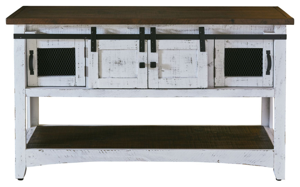 Thomas Console Table White With Brown Top   Farmhouse   Console Tables   by Picket House  Houzz