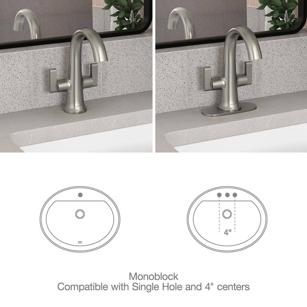 KOHLER Setra Single Hole 2-Handle Monoblock Bathroom Faucet in Vibrant Brushed Nickel K-R29664-4D-BN