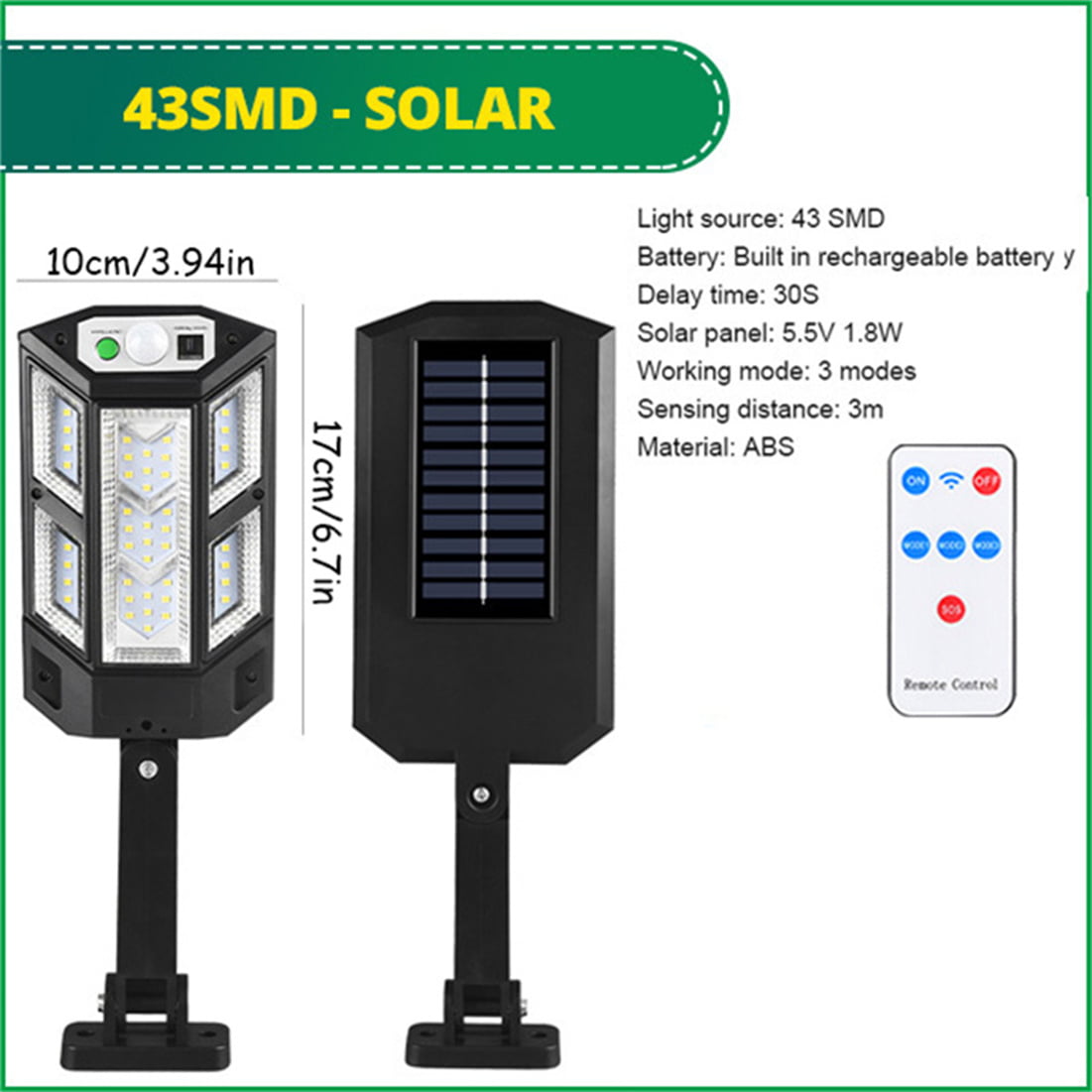 2 Pack Solar Street Light Outdoor， Ultra Bright Solar Motion Sensor Flood Light Outdoor Dusk to Dawn， IP65 Waterproof Solar Lights for Yard Garden Street Security Lighting