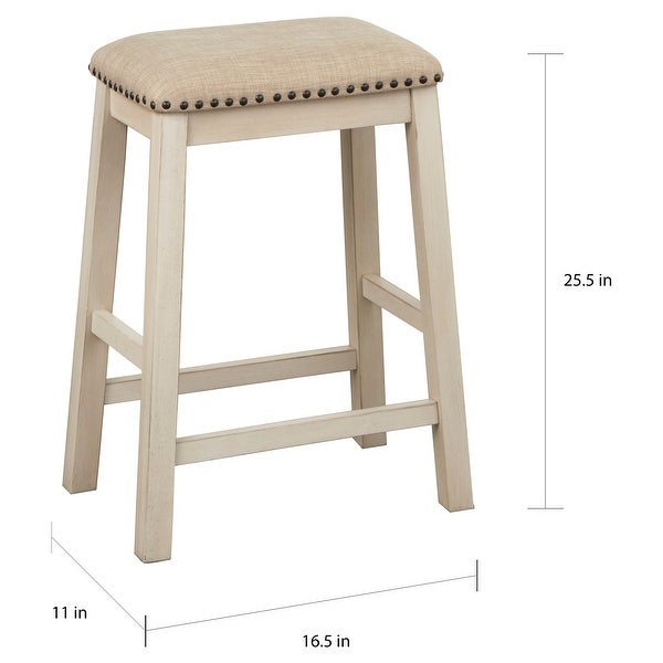 Lifestorey Tobias 24-inch Cushioned Farmhouse Counter Stool (Set of 4)