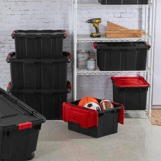 Sterilite 15-Gal. Durable Rugged Industrial Tote with Latches in Black (12-Pack) 12 x 14649006