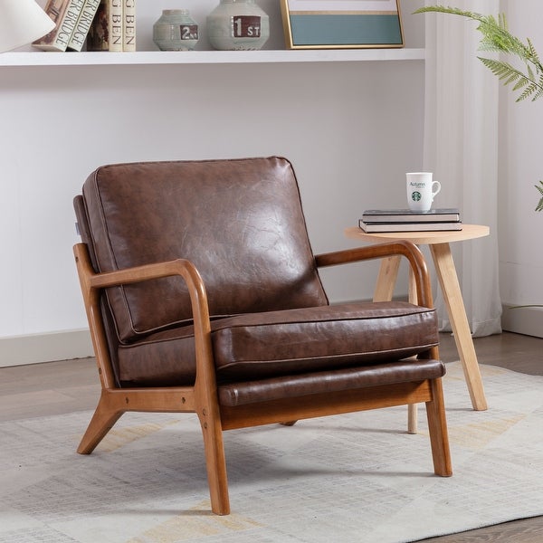 Accent Chair Modern Wood Upholstered Arm Chair