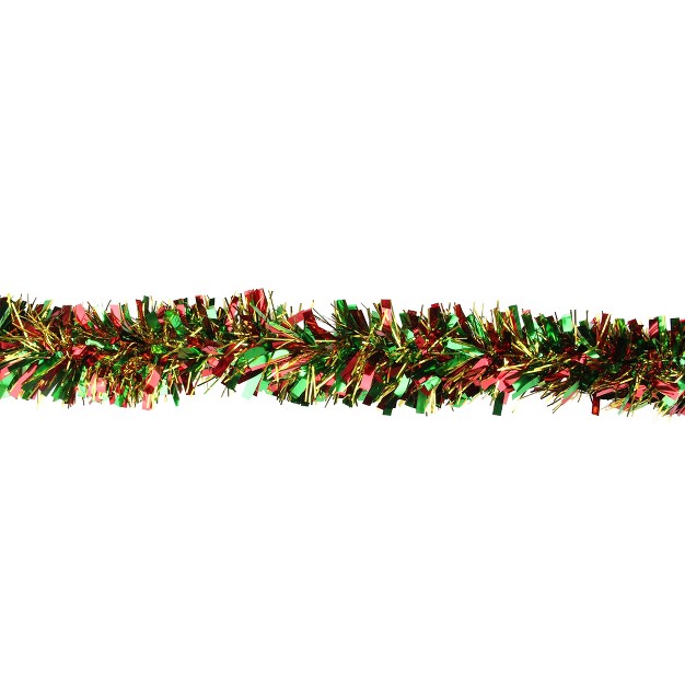 Unlit Green red Wide Cut Tinsel Christmas Garland