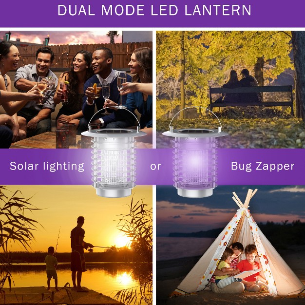 Nature Spring 2 in 1 Portable Led Lantern amp Bug Zapper Uv Lamp Silver