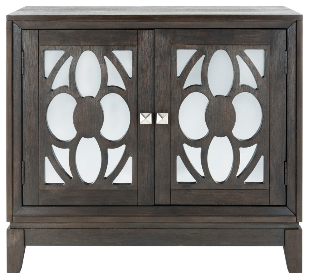 Kay 2 Door Chest Greywash/ Walnut Mirror   Transitional   Accent Chests And Cabinets   by Peachtree Fine Furniture  Houzz