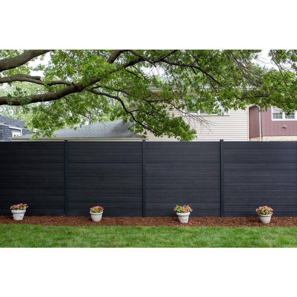 Slipfence Composite 6 ft. H x 6 ft. W x 1 in. Thick Charcoal Very Dark Grey Composite Tongue and Groove Horizontal Fence Panel SF2-HCPC6