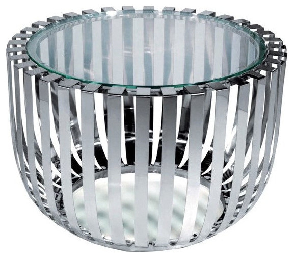 Milania End Table  8Mm Tempered Glass Top With Polished Stainless Steel Base   Contemporary   Side Tables And End Tables   by V.S.D Furniture  Houzz