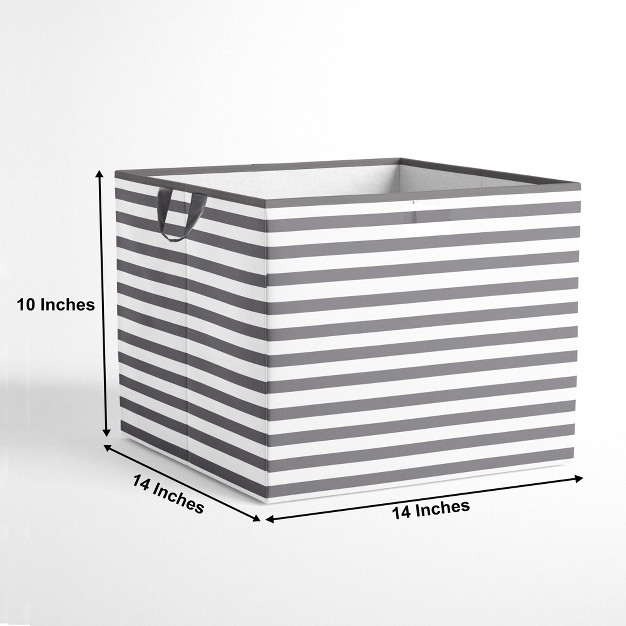 Bacati Pin Stripes White gray Storage Box Large