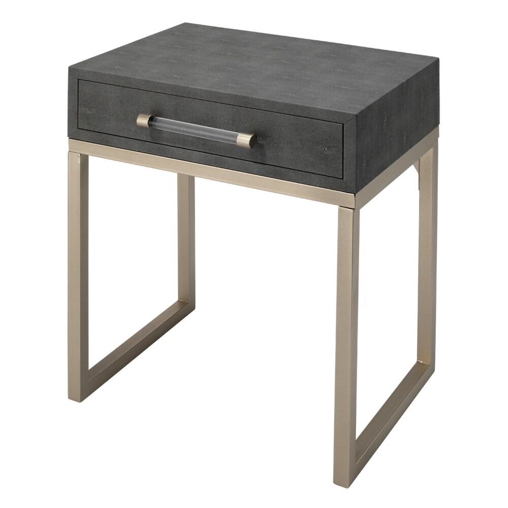 Alden Décor Brayden Faux Shagreen Side Table  Grey