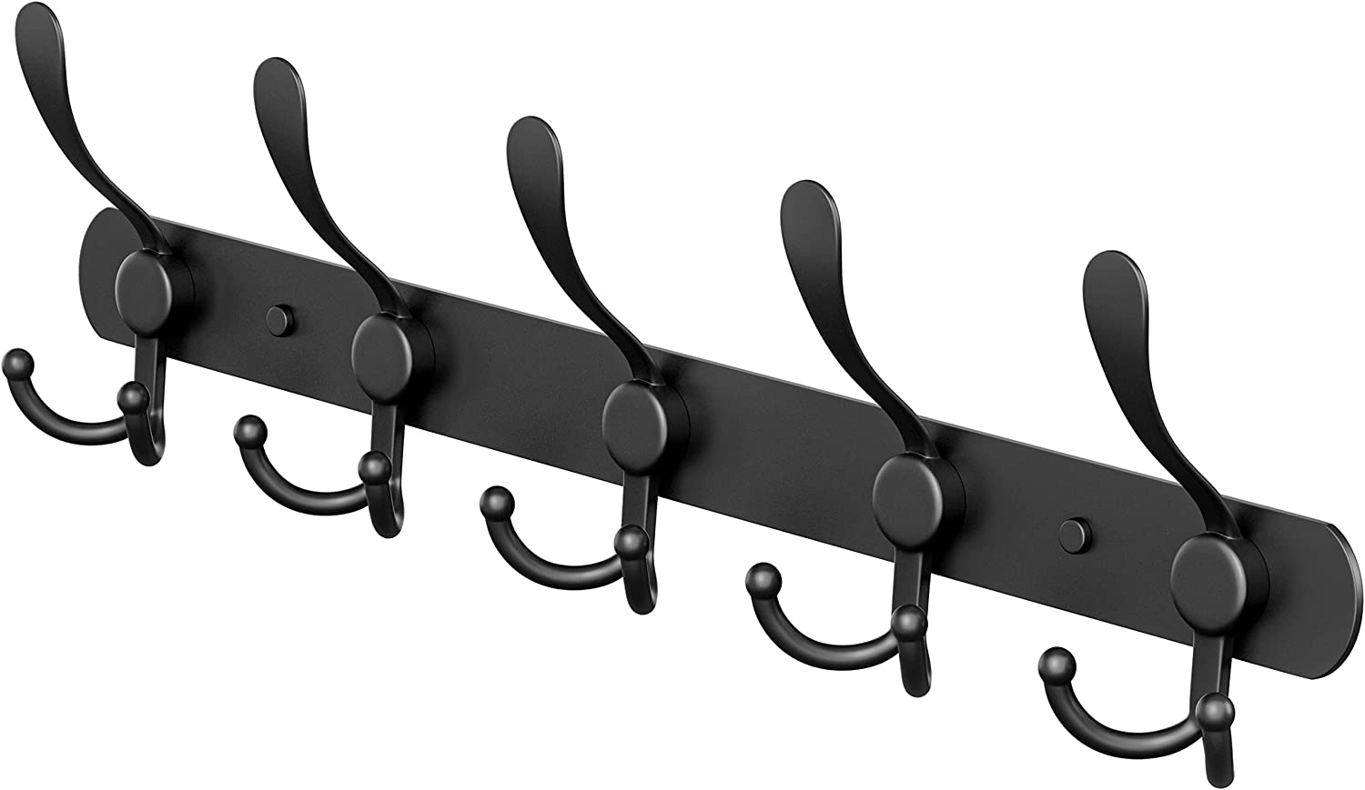 Coat Rack Wall Mounted， 5 Heavy Duty Tri Hooks Entryway Kitchen Bathroom Storage Organizer Hanger for Coat Hat Towel Bathroom (Black， 1-Pack)