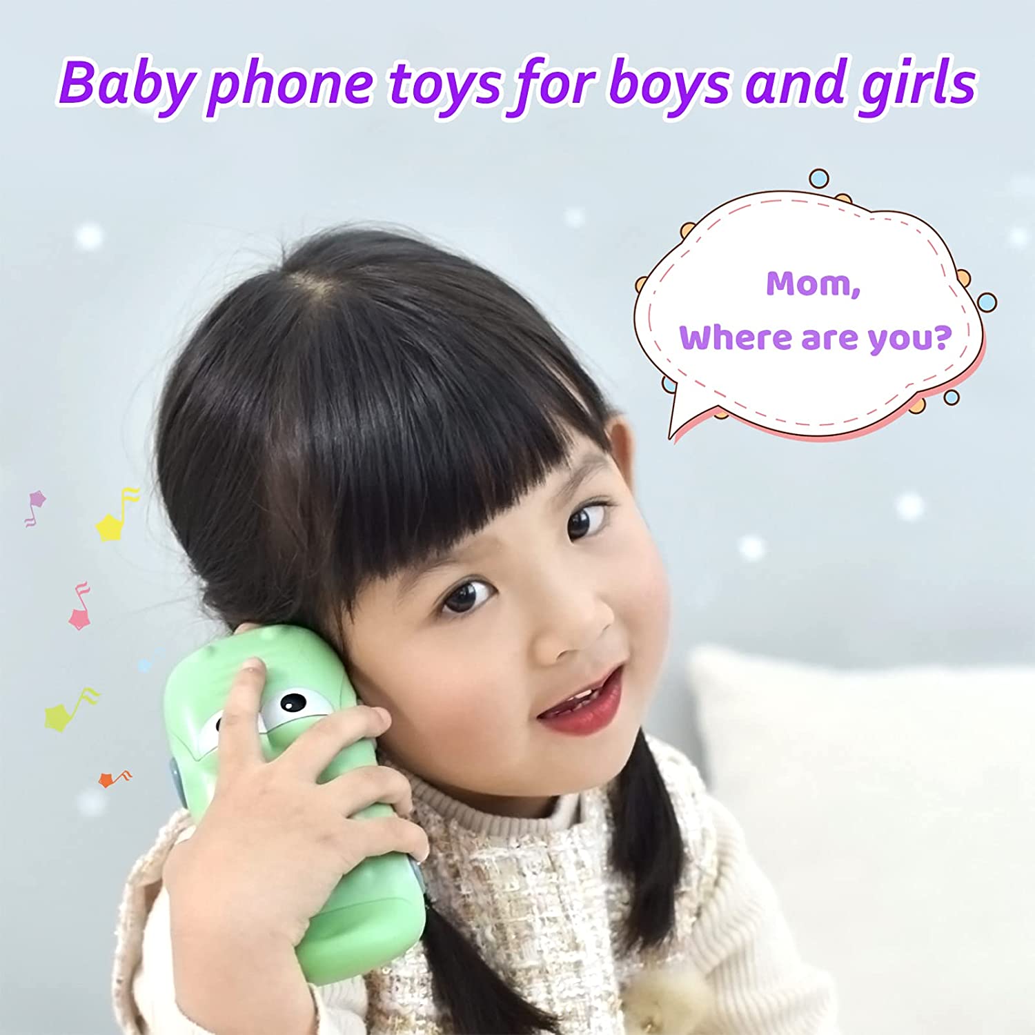 ANTIC DUCK Baby Toy Phones with Lights and Musical Toys  for Toddlers 2-4 Year Old Gifts