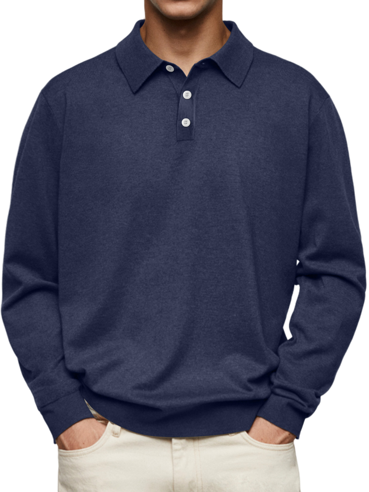🎄Christmas Sale🔥 Men's Casual and Comfortable Solid Color Lapel Long Sleeve POLO Shirt