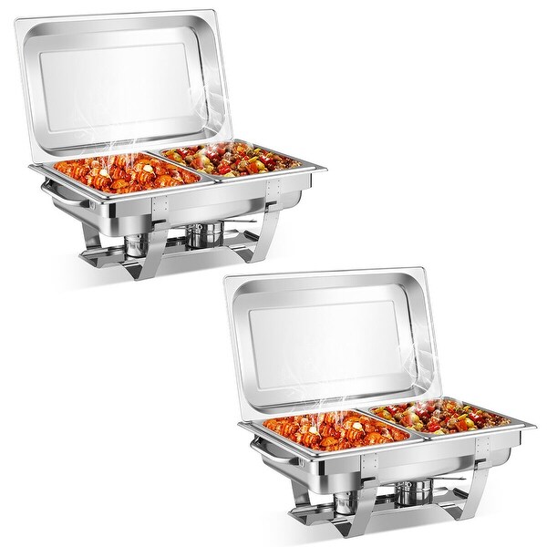 2 Packs Full Size Chafing Dish 9 Quart Stainless Steel Rectangular