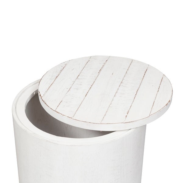 Modern Farmhouse Flea Market White Distressed Drum End Table