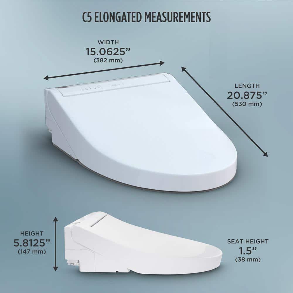 TOTO C5 Washlet Electric Heated Bidet Toilet Seat for Elongated Toilet in Cotton White