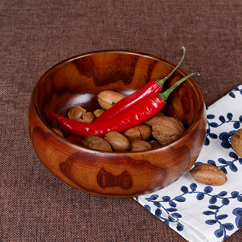 Japanese Style Dinner Fruits Vegetables Wooden Bowl Salad Dessert Round Dining Serving Bow.5x7cm