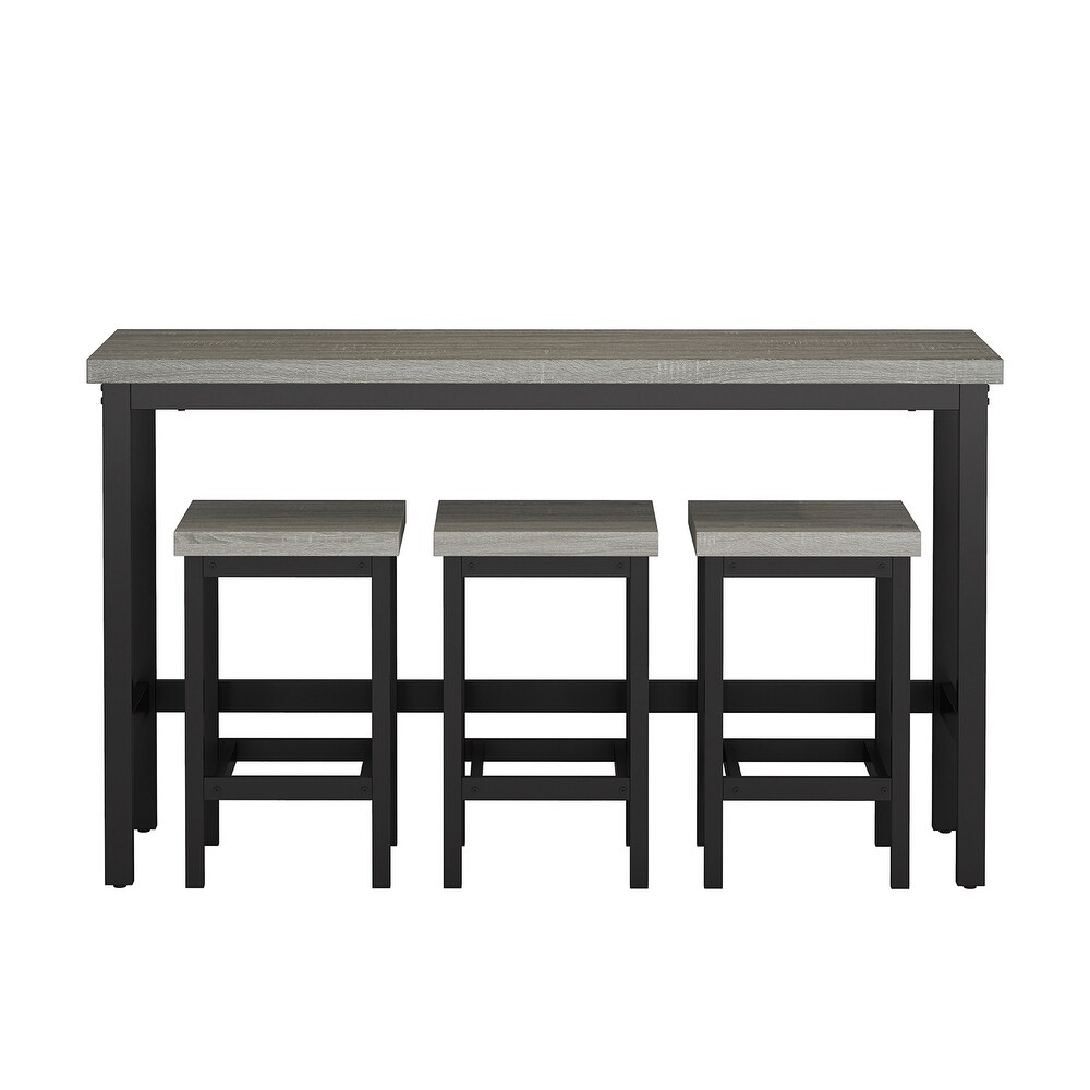 Counter Height Extra Long Dining Table Set with 3 Stools