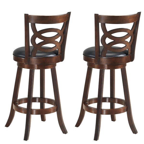 Costway Set of 2 Bar Stools 29'' Height Wooden Swivel Backed Dining - 17.5''x19''x42''(WxDxH)