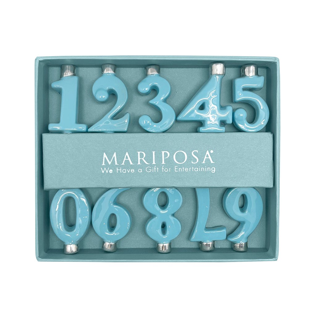 Mariposa  Aqua Number Candle Holder Set