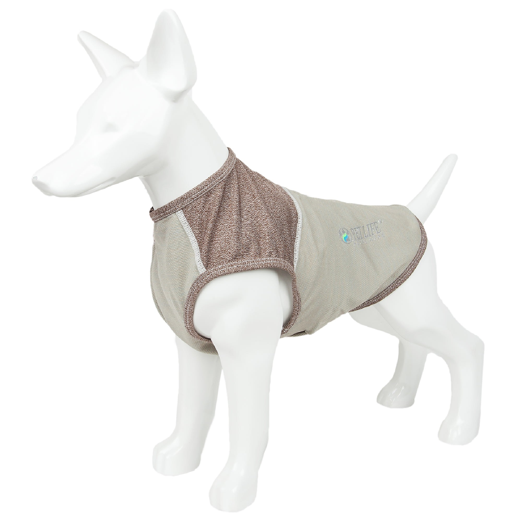 PET LIFE Active Aero-Pawlse Heathered Grey Quick-Dry Dog Tank Top T-Shirt， X-Small