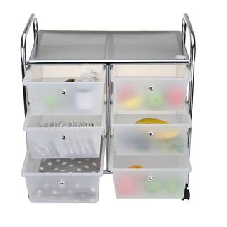 Mind Reader 3-Tier 6-Drawer WhiteSilver Storage Drawer Rolling Utility Cart All-Purpose 3TROLL6-WHT