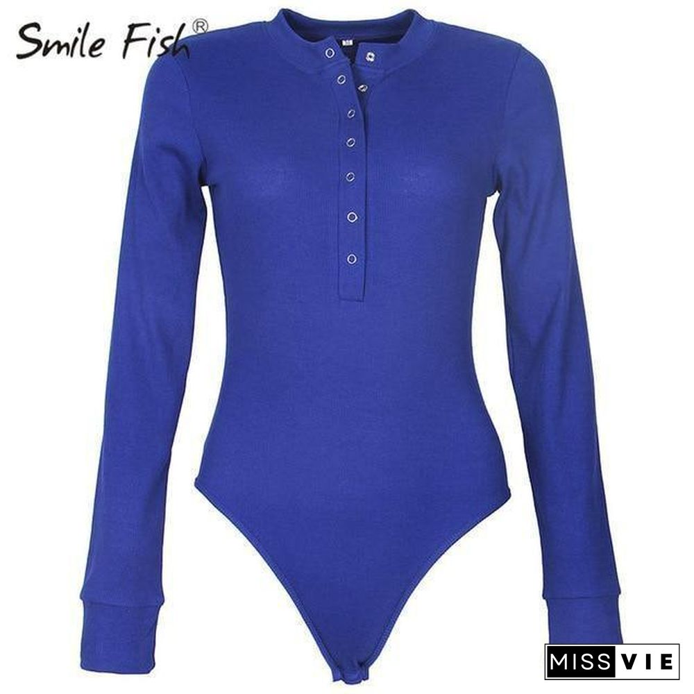 One-Piece Knitted Bodysuits Autumn Women Sexy Club Outfits V-Neck Long Sleeve Body Tops Rompers Casual Buttons Bodysuit M0446