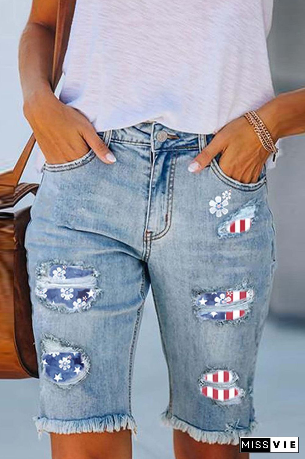 Ripped High Waist Jeans Shorts Wholesale