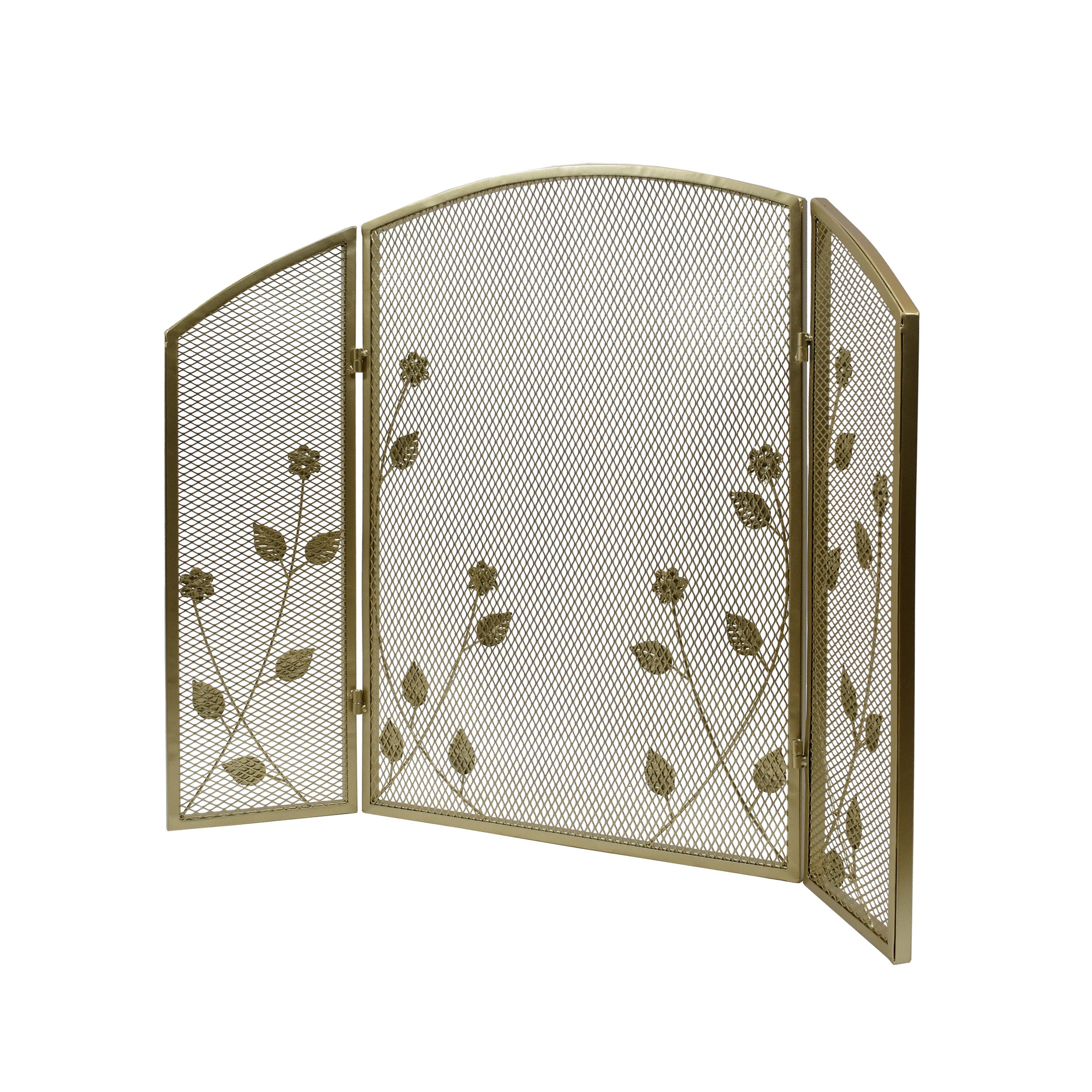 Jenna Modern Iron Firescreen with Leaf Accents