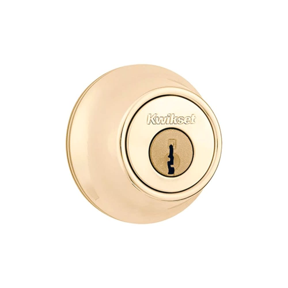 Polished Brass Single Cylinder Deadbolt with Pin and Tumbler ;