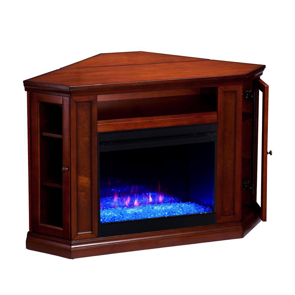 Southern Enterprises Denton Color Changing 48 in. Convertible Electric Fireplace TV Stand in Brown Mahogany HD013848