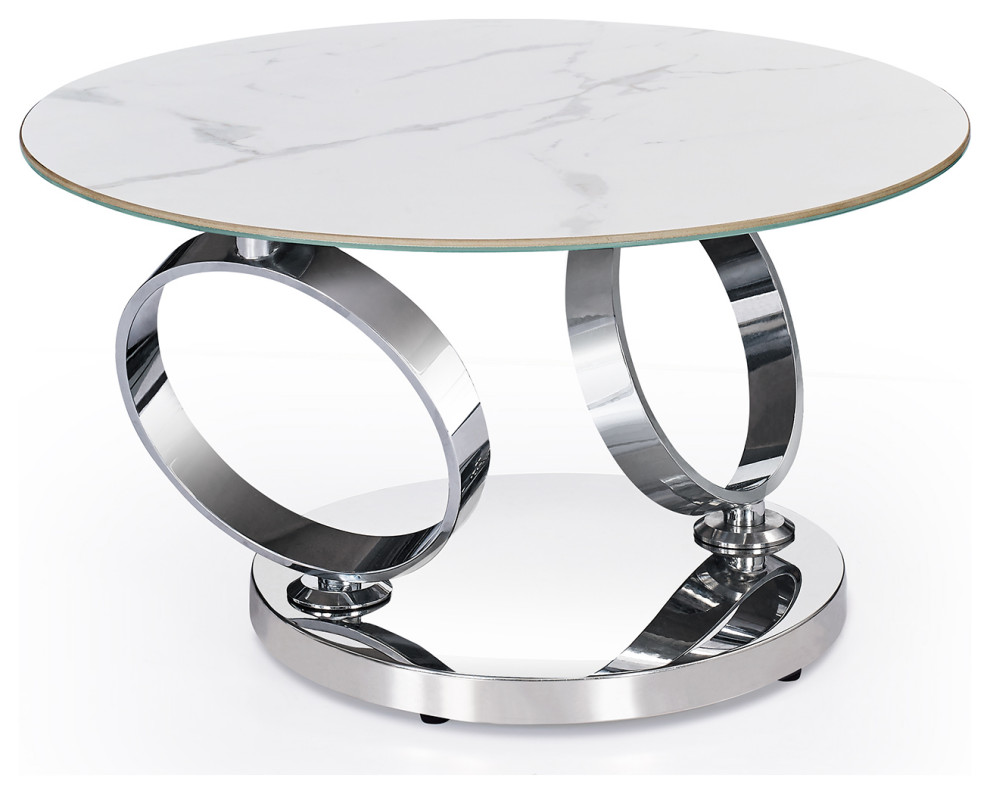 Motion Coffee Table With Ceramic Top and Stainless Steel Base   Contemporary   Coffee Tables   by CII  Houzz