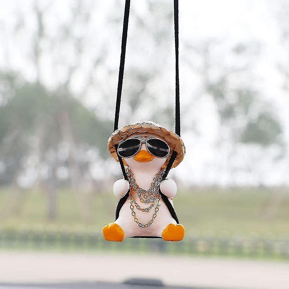 Swinging Duck Car Hanging Ornament | Cute Anime Swing Duck Car Mirror Cute Car Rearview Mirror Pendant Swing Duck