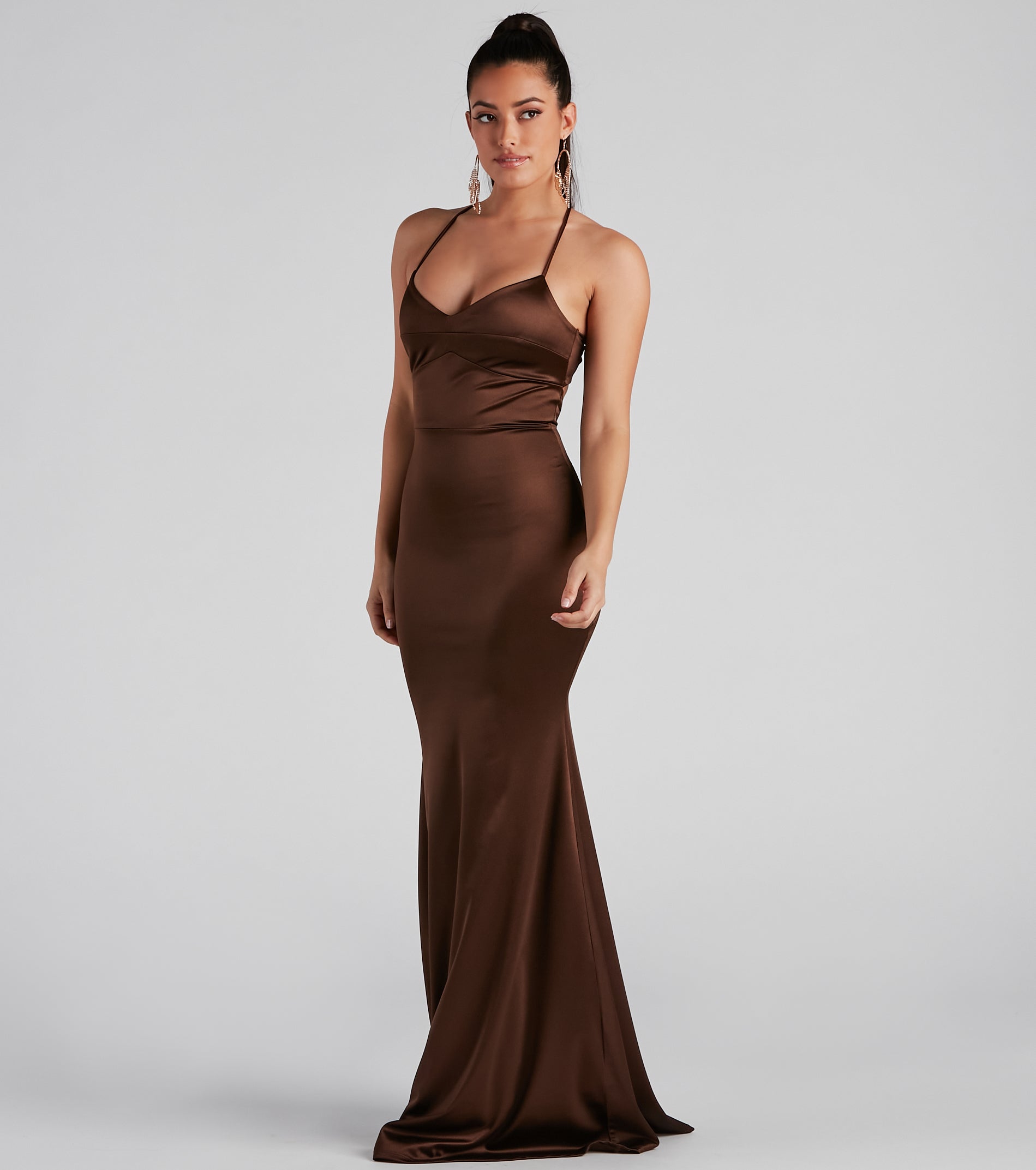 Marsha Formal Satin Tie Back Dress