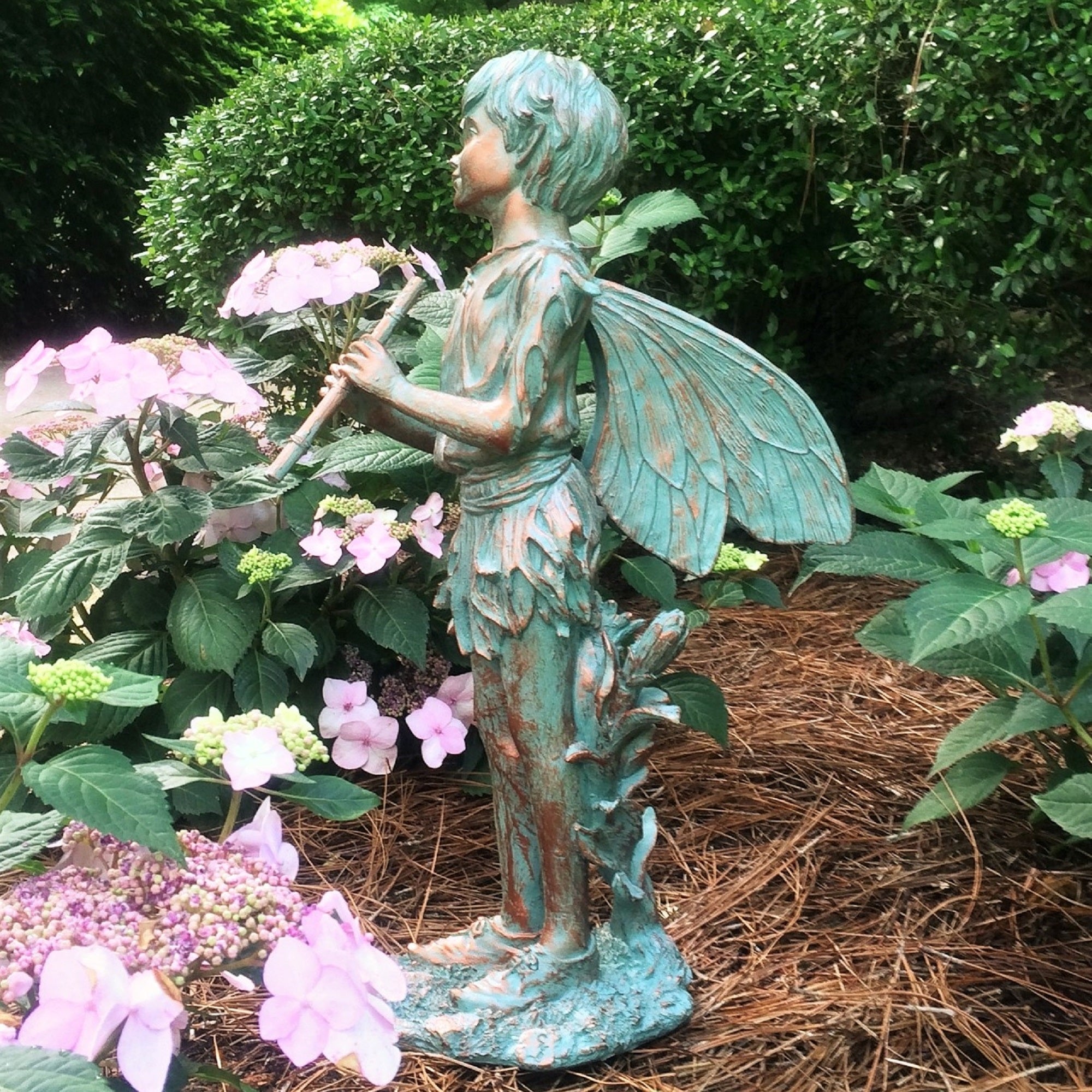 Homestyles 22"H Peter Boy Fairy in Bronze Patina Home Patio & Garden Extra Large Statue