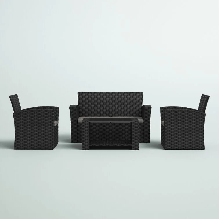 Charmain 4 Piece Rattan Sofa Seating Group with Cushions