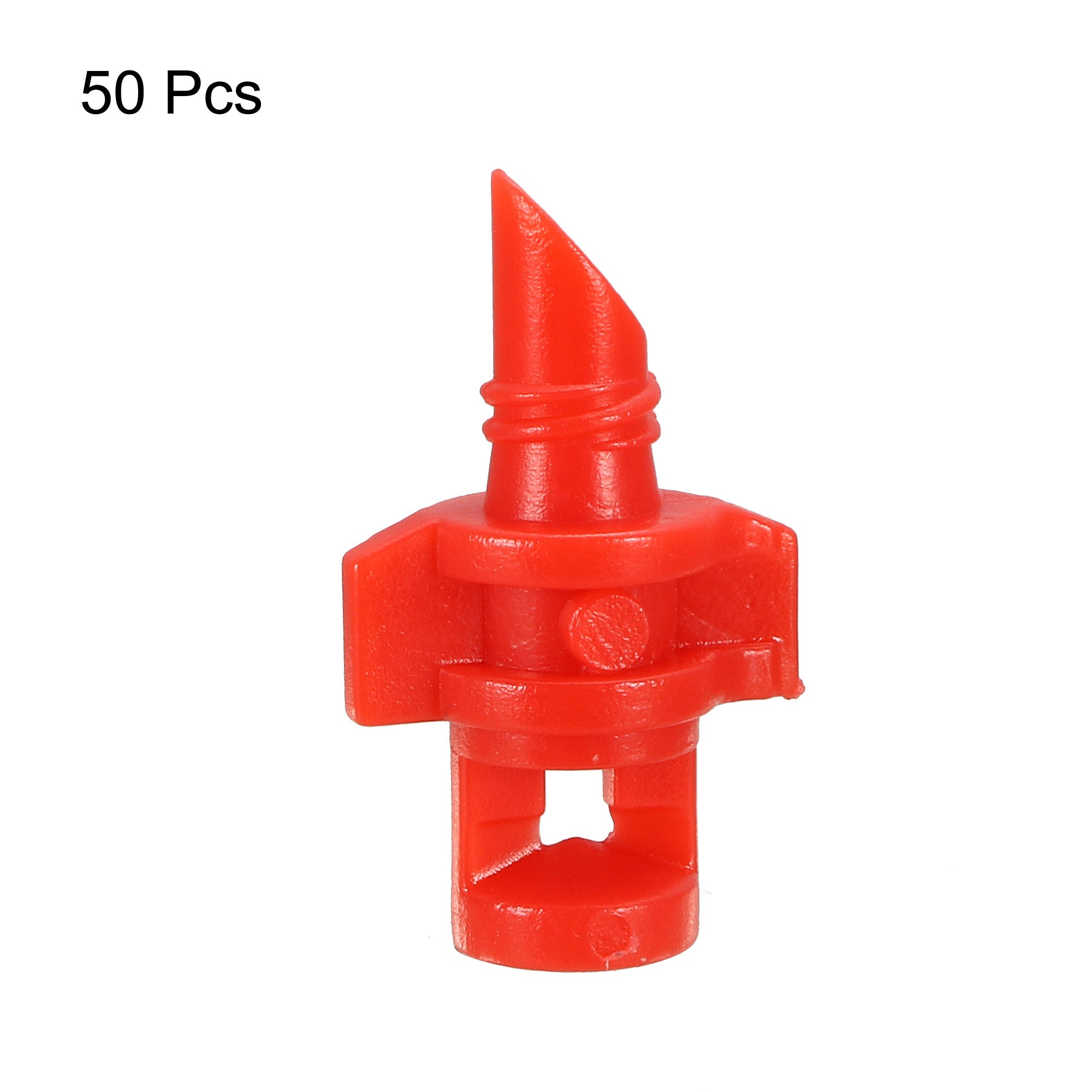 Micro Sprayer Fan Jet， 360 Degree Refraction Atomized Dripper Hydroponic Garden Irrigation 50 Pcs (Red)