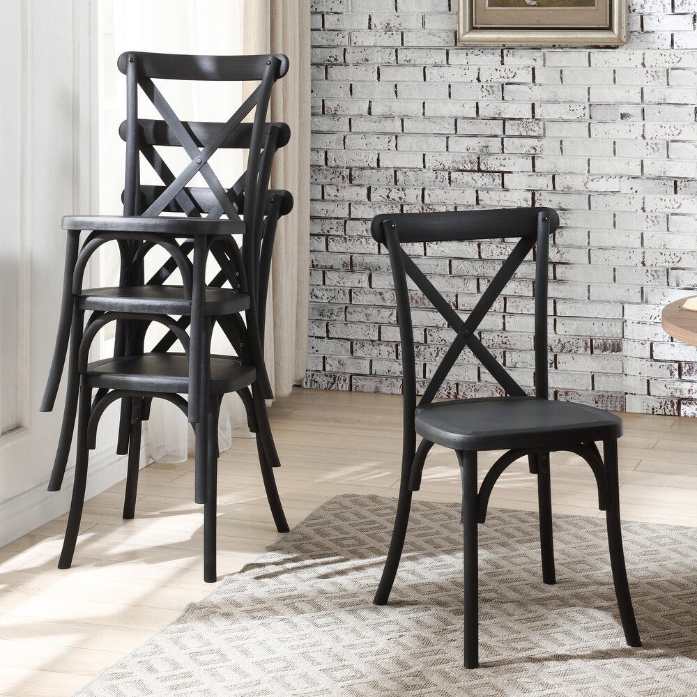 Modern Farmhouse Black/ Natural/ White Resin X Back Side Chair Dinning Chair