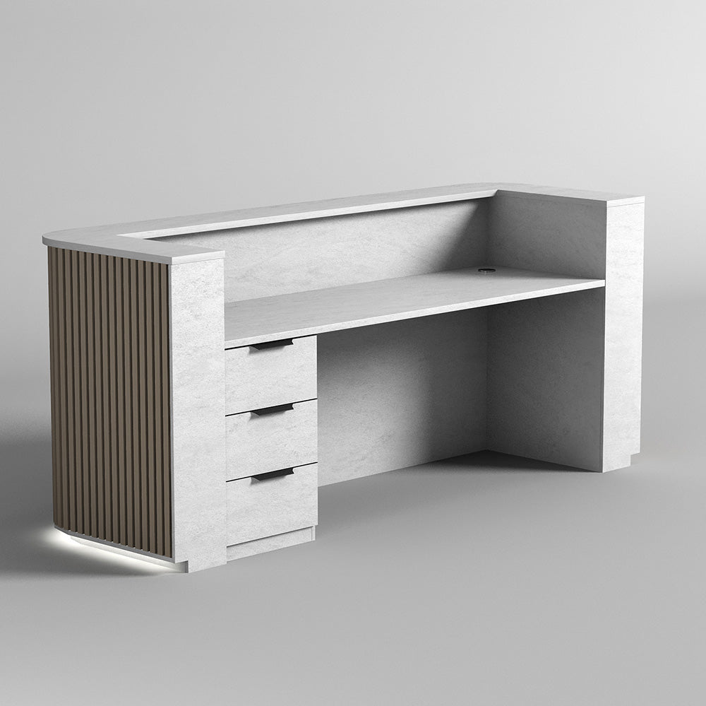 HALO Reception Desk 240cm - Oak & White