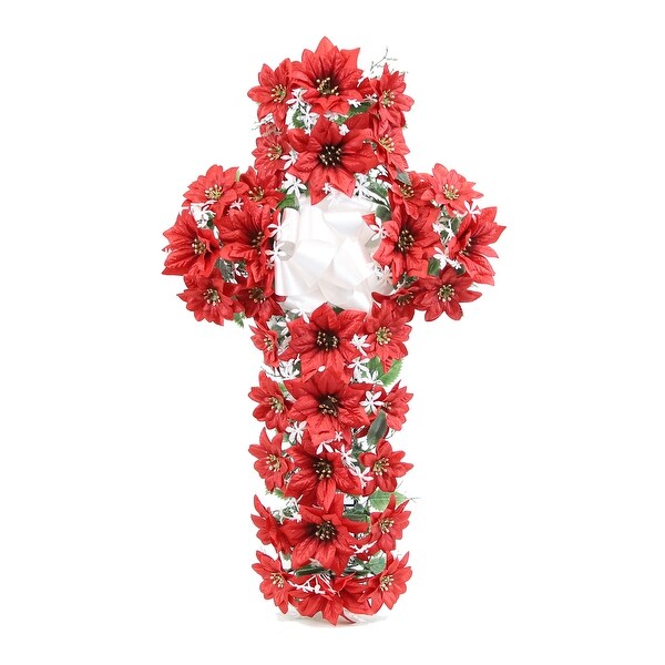 Memorial Christmas Poinsettia Memorial Cross