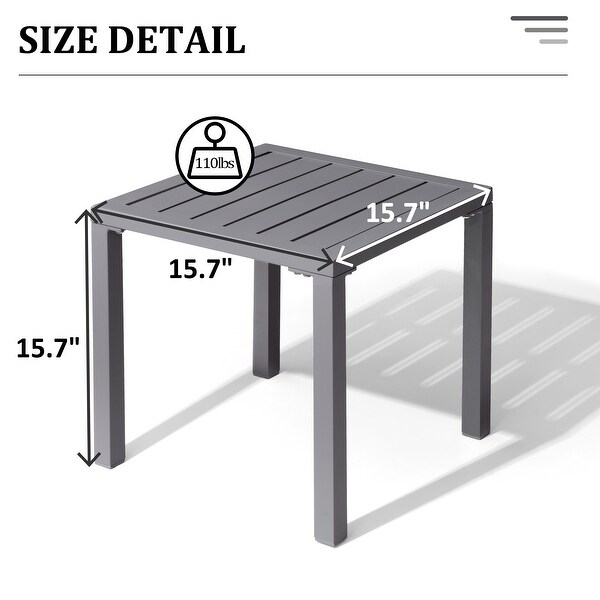 VredHom Outdoor Square Side Table Aluminum End Table