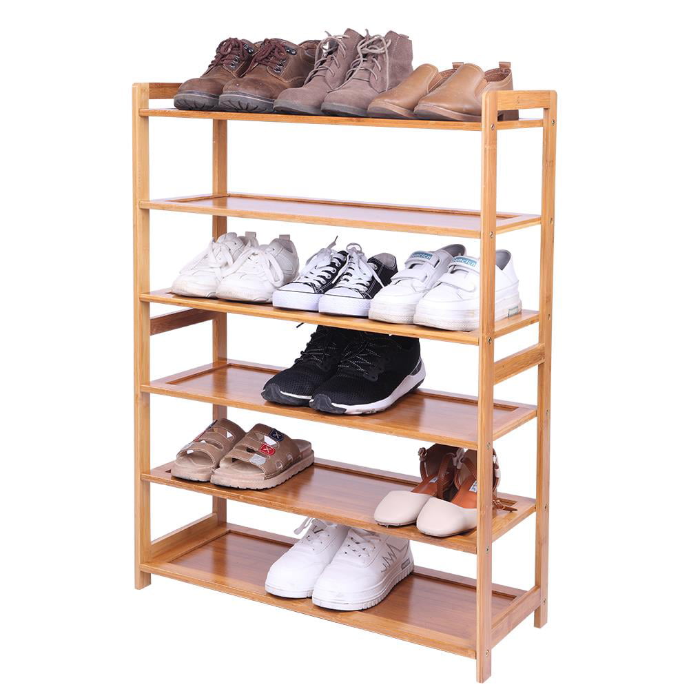 Zimtown Bamboo Wood 6-Tier Shoe Rack Pairs Entryway Shoe Shelf Tower Shoe Storage Organizer for Closet Hallway Living Room Bedroom Dorm Natural